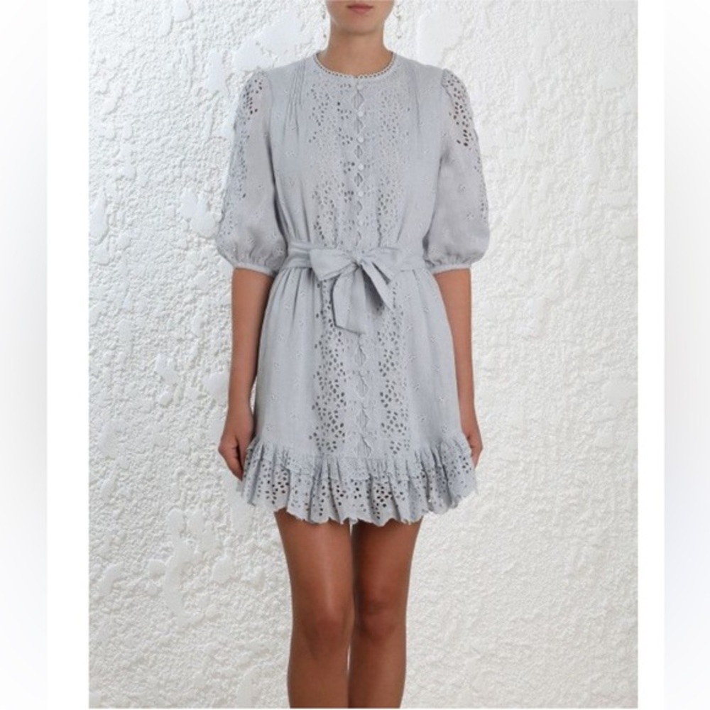 Zimmermann Iris Scalloped Embroidered Cotton Mini Dress
